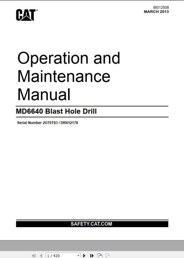 CAT Blast Hole Drill MD6640 Operation and Maintenance Manual BI012508 EN ES
