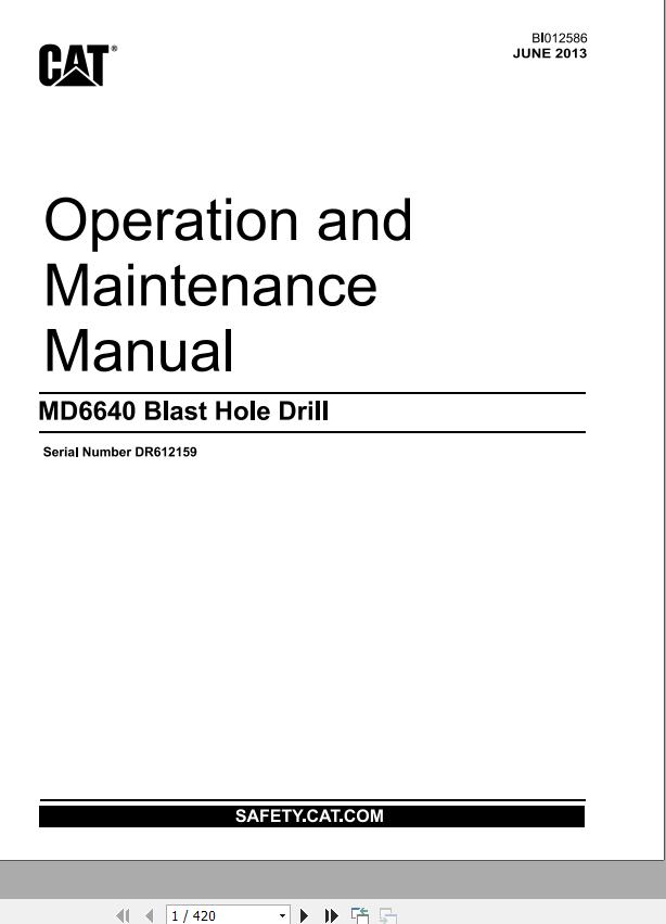 CAT Blast Hole Drill MD6640 Operation and Maintenance Manual BI012586 EN FR