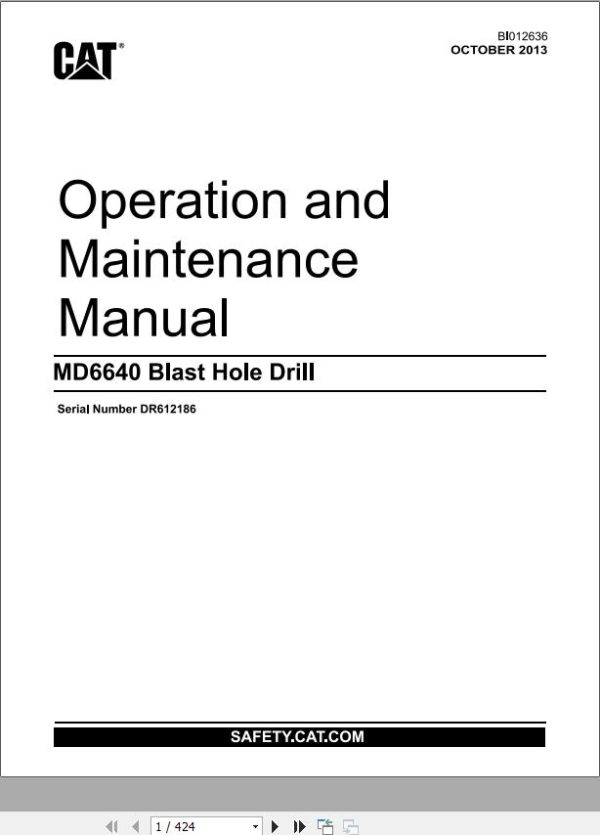 CAT Blast Hole Drill MD6640 Operation and Maintenance Manual BI012636
