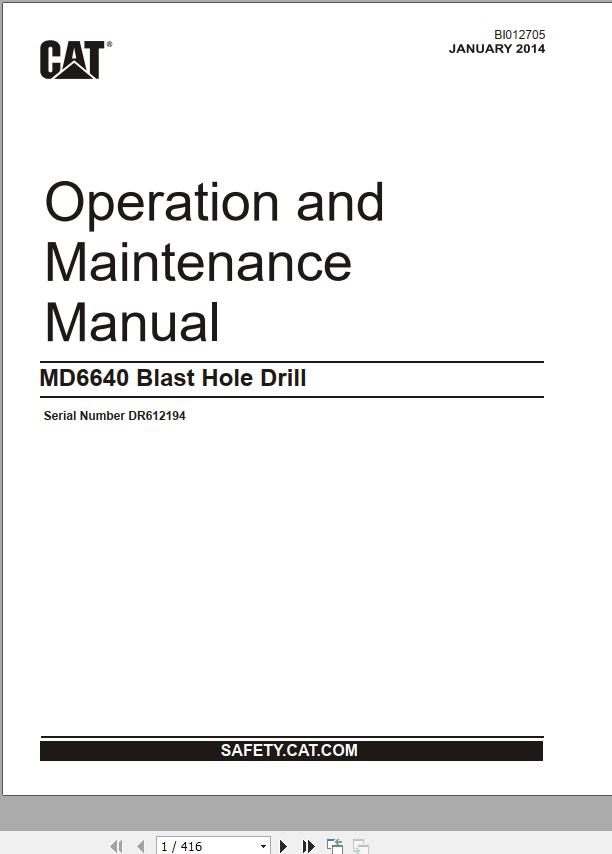CAT Blast Hole Drill MD6640 Operation and Maintenance Manual BI012705