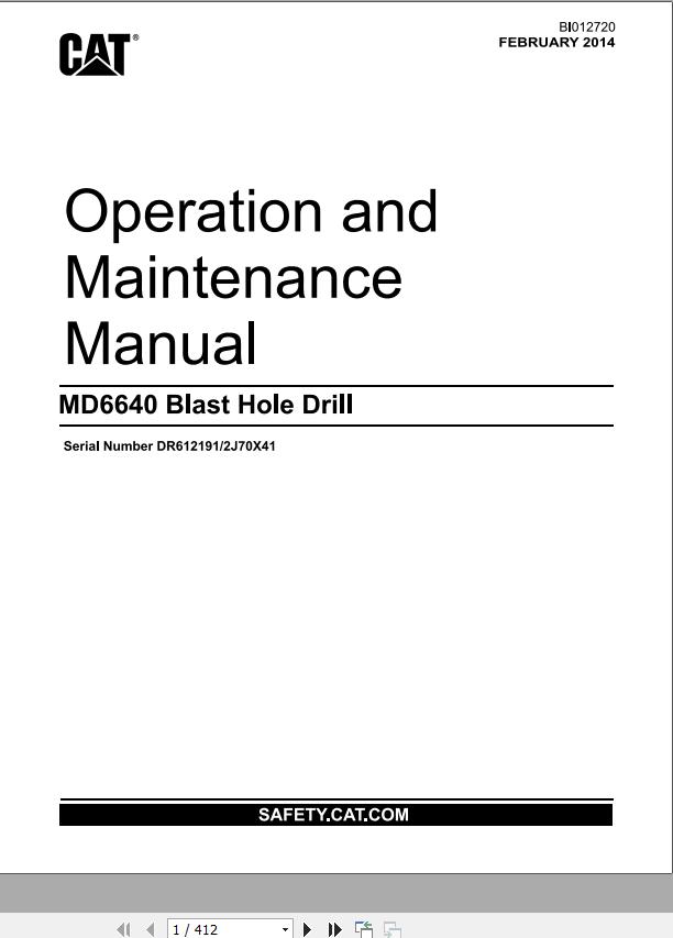 CAT Blast Hole Drill MD6640 Operation and Maintenance Manual BI012720 EN ES