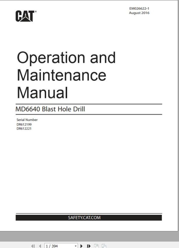 CAT Blast Hole Drill MD6640 Operation and Maintenance Manual EM026622 EN ES