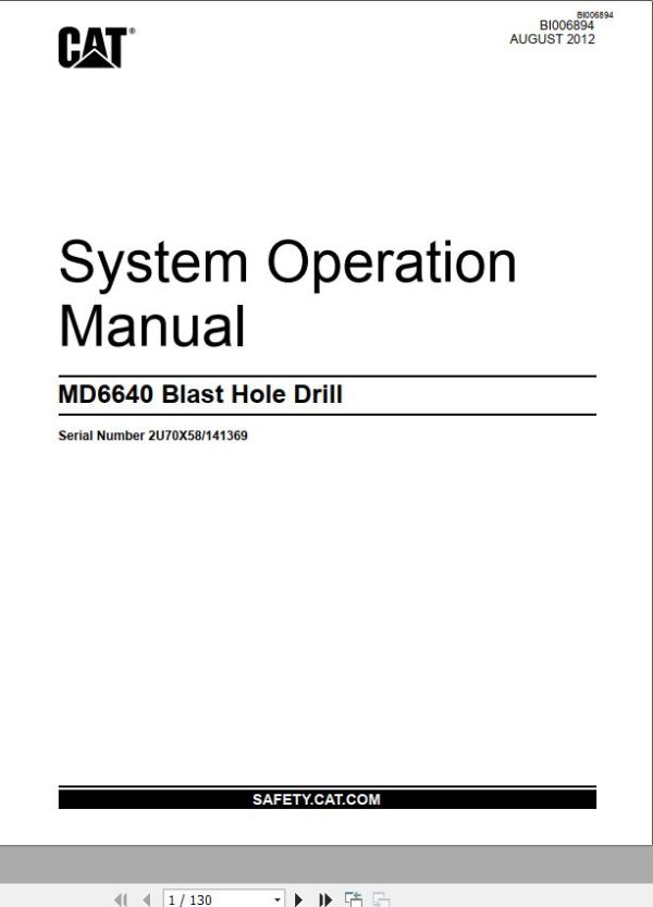 CAT Blast Hole Drill MD6640 System Operation Manual BI006894 EN ES