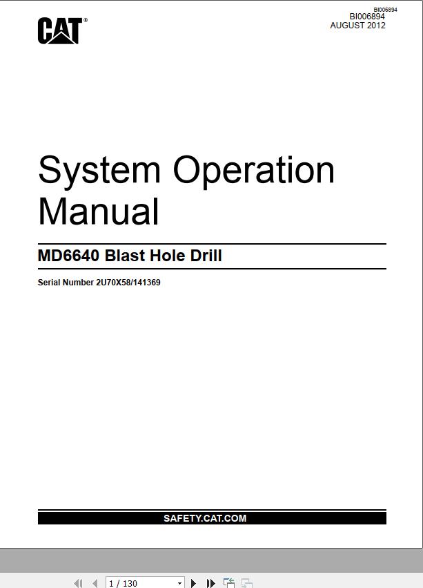 CAT Blast Hole Drill MD6640 System Operation Manual BI006894 EN ES