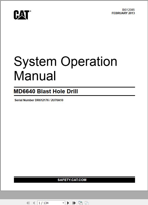 CAT Blast Hole Drill MD6640 System Operation Manual BI012085