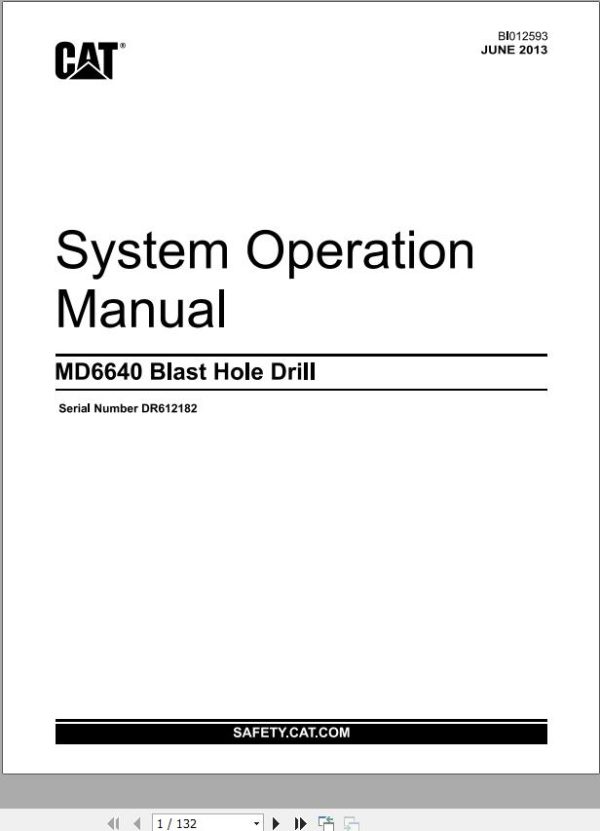 CAT Blast Hole Drill MD6640 System Operation Manual BI012593 EN FR