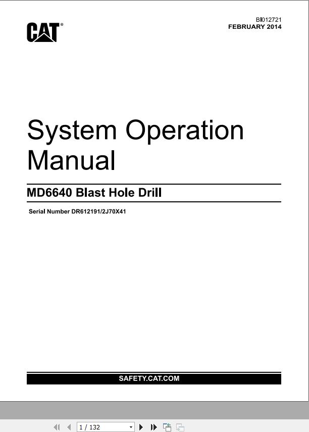 CAT Blast Hole Drill MD6640 System Operation Manual BI012721 EN ES
