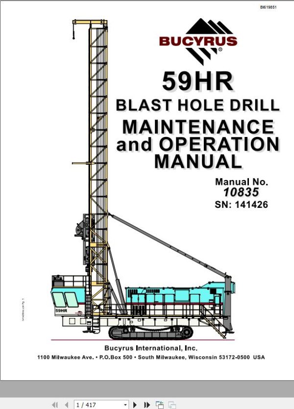 CAT Blast Hole Drill MD6750 59HR Operation and Maintenance Manual BI619851