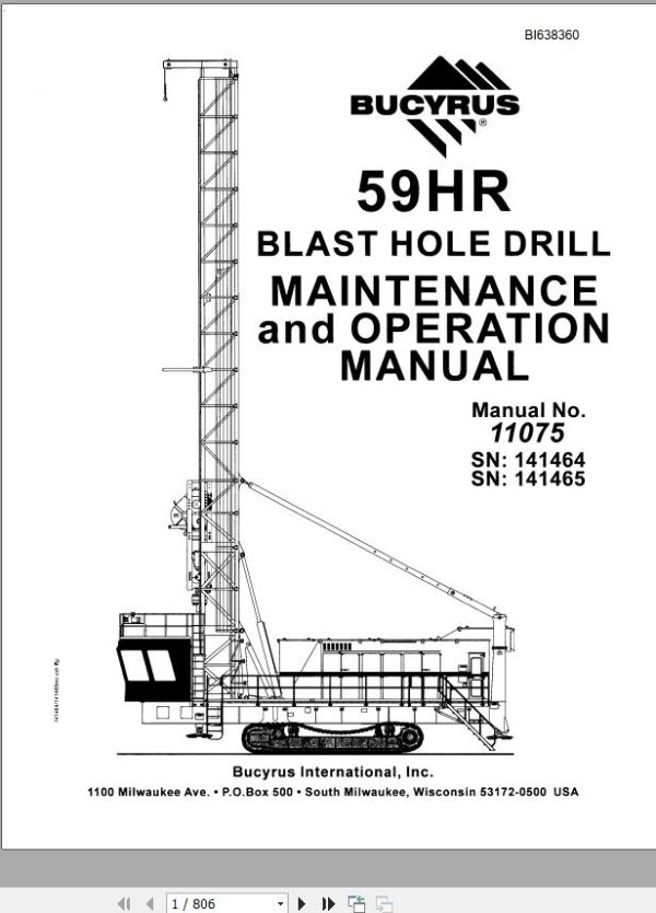 CAT Blast Hole Drill MD6750 59HR Operation and Maintenance Manual BI638360