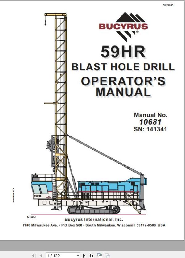 CAT Blast Hole Drill MD6750 59HR Operator Manual BI624058