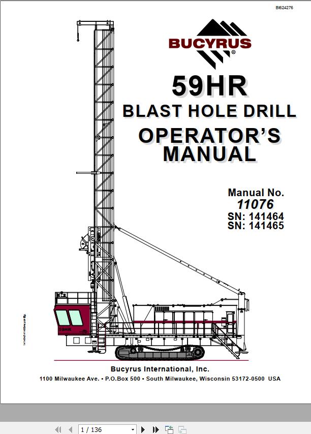 CAT Blast Hole Drill MD6750 59HR Operator Manual BI624276