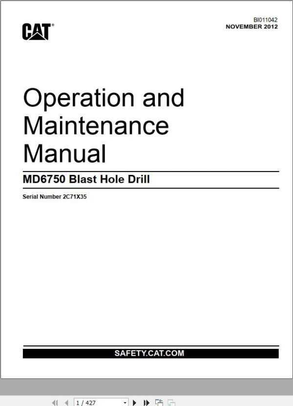 CAT Blast Hole Drill MD6750 Operation and Maintenance Manual BI011042