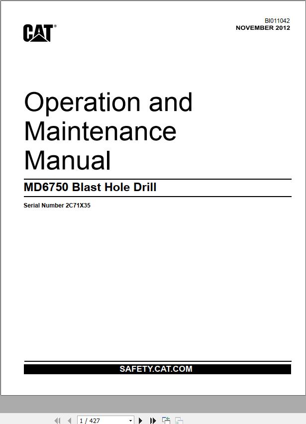 CAT Blast Hole Drill MD6750 Operation and Maintenance Manual BI011042