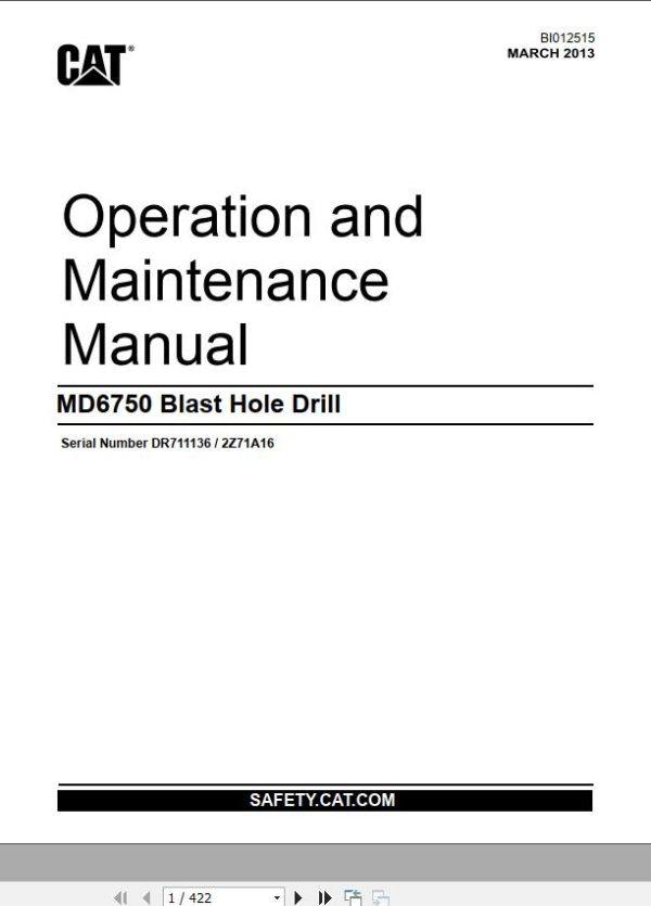 CAT Blast Hole Drill MD6750 Operation and Maintenance Manual BI012515
