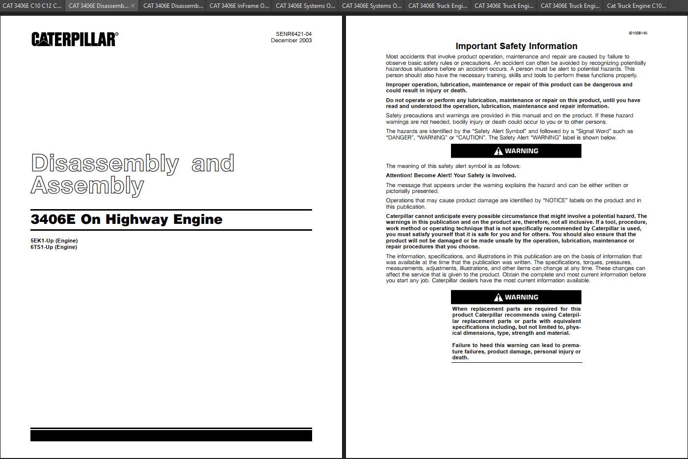 CAT Diesel Truck Engine 3406 3406E Manual Schematic Electrical Troubleshooting 2