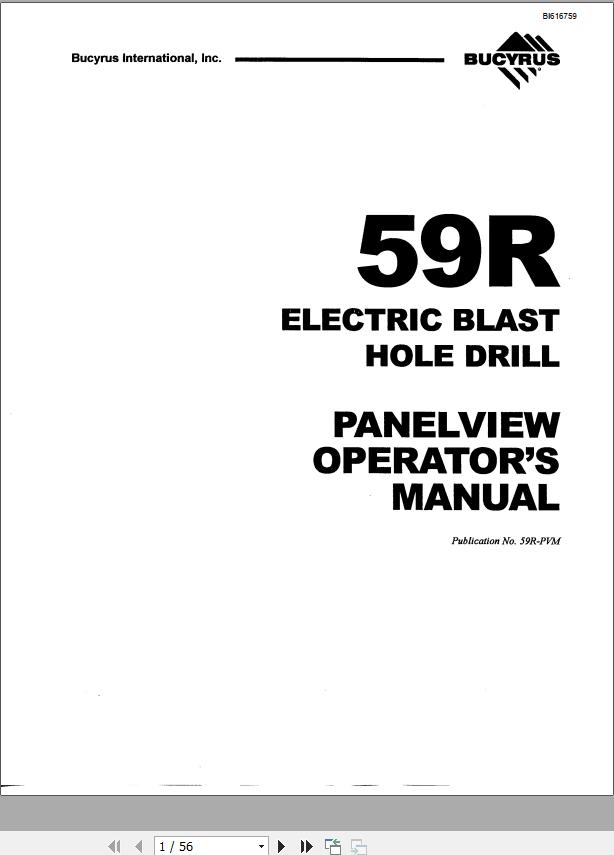 CAT Electric Blast Hole Drill 59R Panelview Operator Manual BI616759