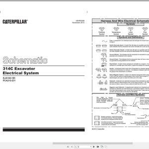 CAT Excavator 314C Electrical System 204 1879 05 KJA144 185 PCA215 231 UENR3209 Electric Schematic 1