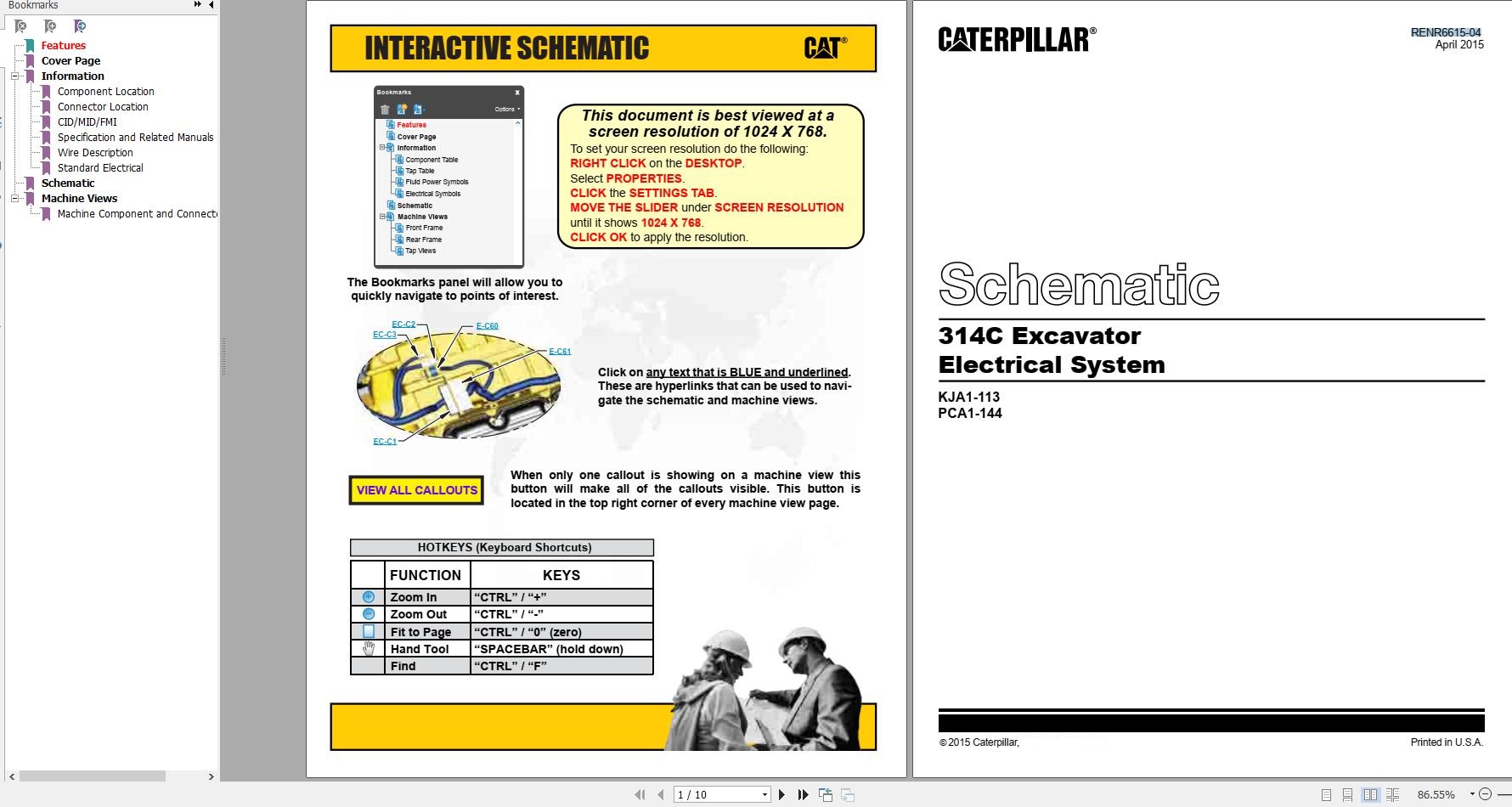 CAT Excavator 314C Electrical System 204 1879 Electric System Schematic 1