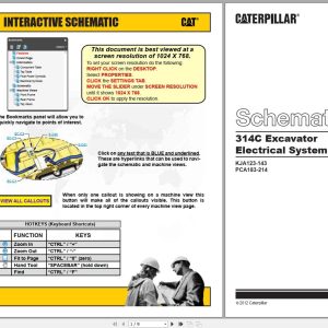 CAT Excavator 314C Electrical System KJA123 143 PCA183 214 204 1879 03 UENR3208 Electric Schematic 1