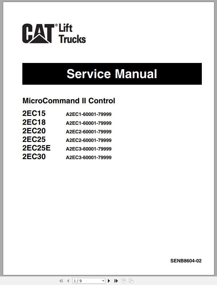 CAT Forklift 2EC15 Service Manual