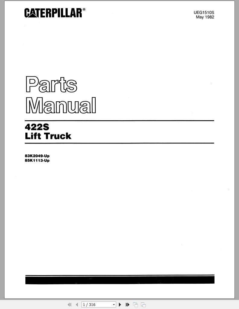 CAT Forklift 422S Spare Parts Manual