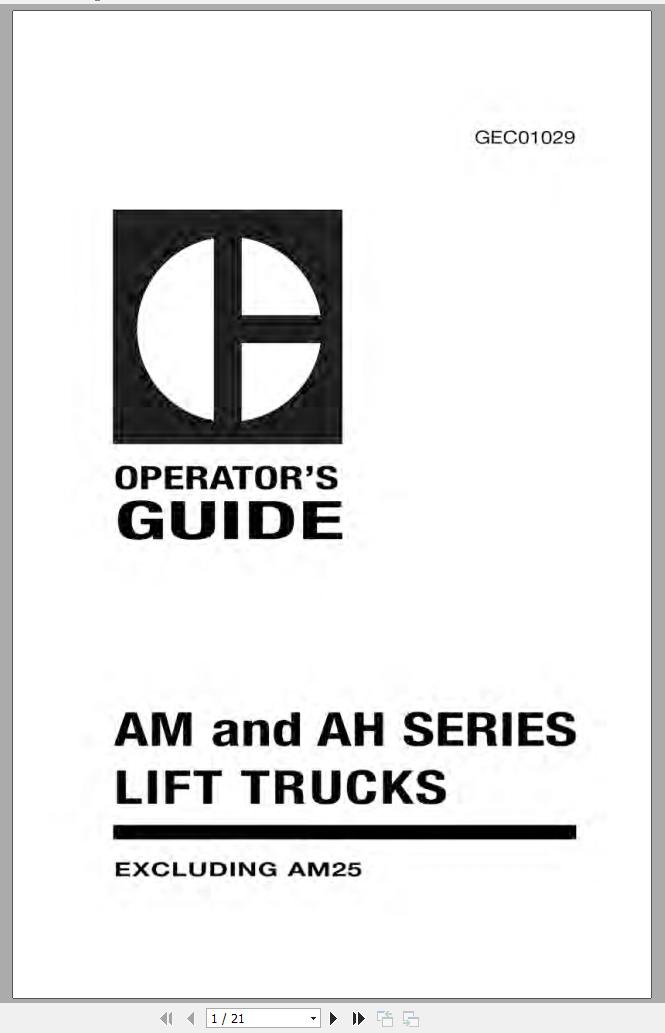CAT Forklift AM30 GEC01029t 8.5x5.5 Operators Guide