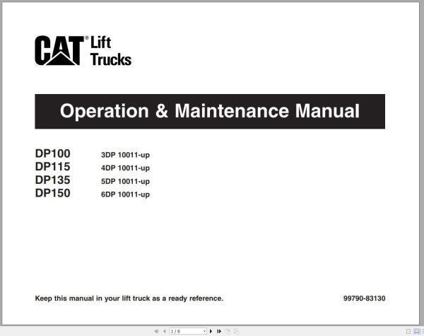 CAT Forklift DP135 Schematic Service Operation Maintenance Manual 2