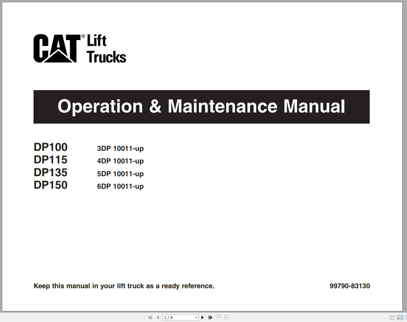 CAT Forklift DP135 Schematic Service Operation Maintenance Manual 2