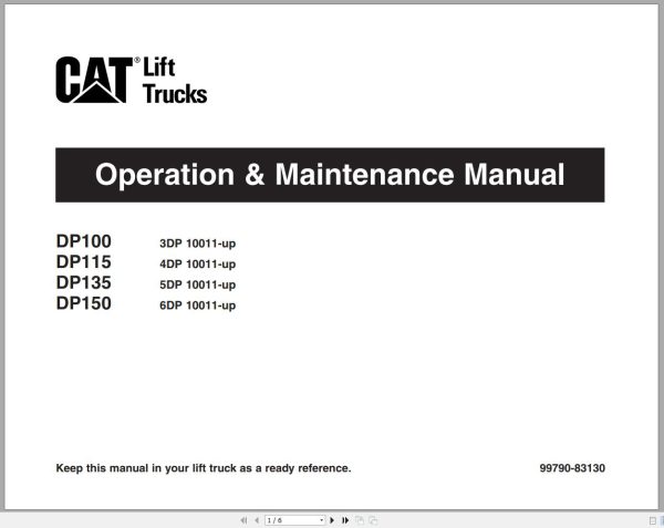 CAT Forklift DP150 Schematic Service Operation Maintenance Manual 1