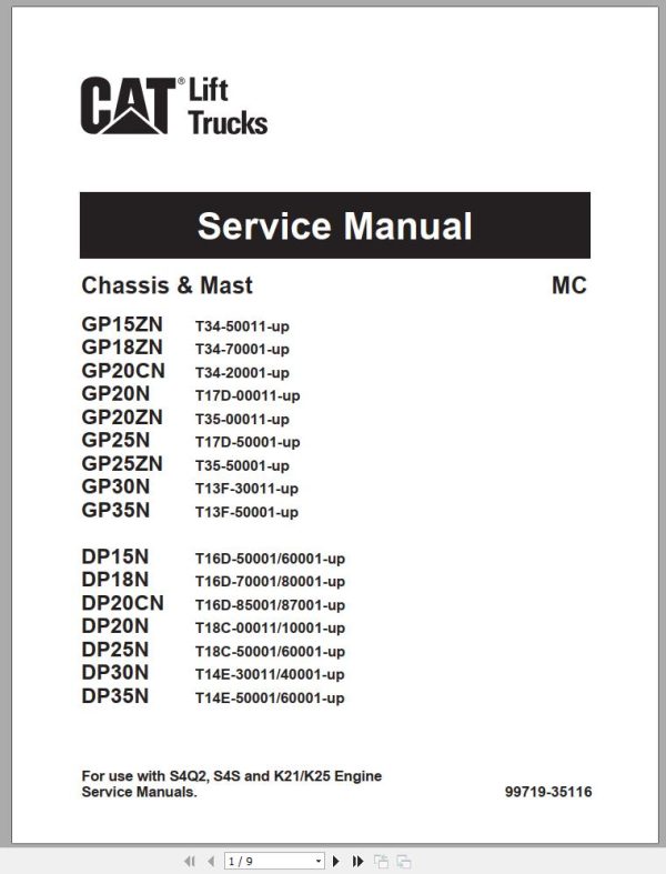 CAT Forklift DP20NT Schematic Service Manual 1