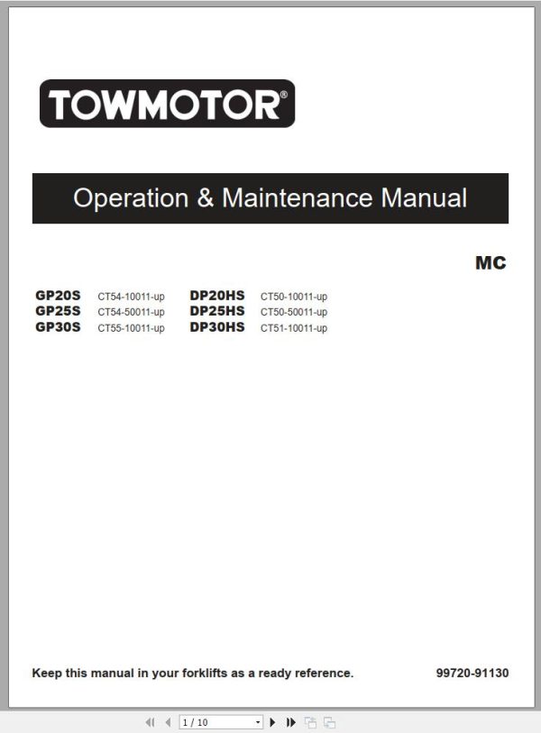 CAT Forklift DP25HS Service Operation Maintenance Manual 1
