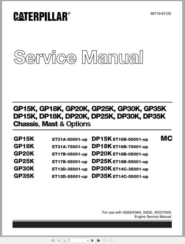 CAT Forklift DP25K MC Service Manual 1