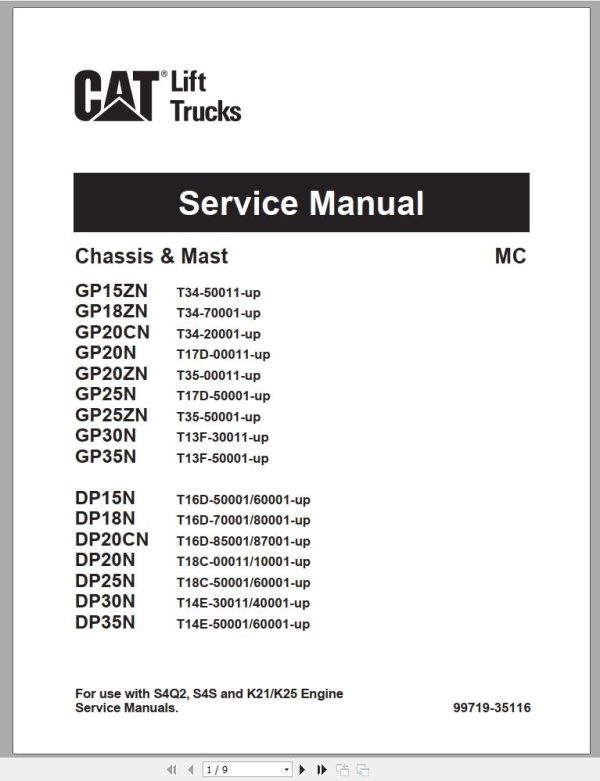 CAT Forklift DP35NT Service Manual