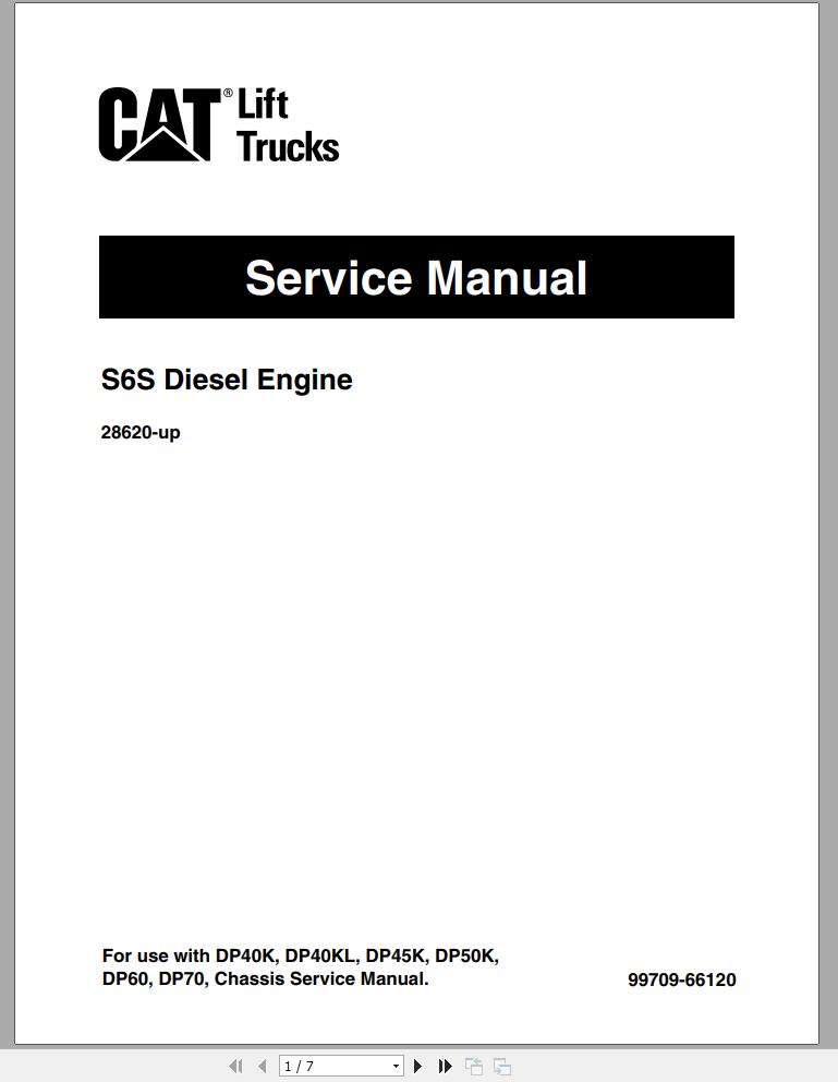 CAT Forklift DP40K Schematic Service Operation Maintenance Manual 1