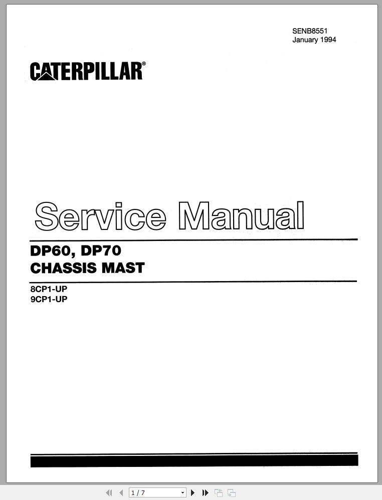 CAT Forklift DP70 Service Manual