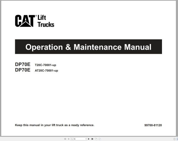 CAT Forklift DP70E Service Operation Maintenance Manual