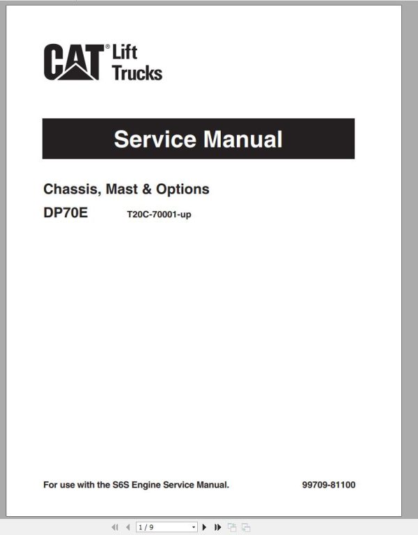 CAT Forklift DP70E Service Operation Maintenance Manual 1