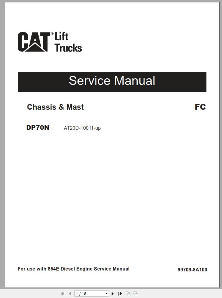 CAT Forklift DP70N Schematic Service Operation Maintenance Manual