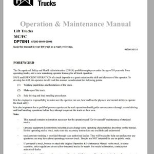 CAT Forklift DP70N1 Schematic Service Operation Maintenance Manual