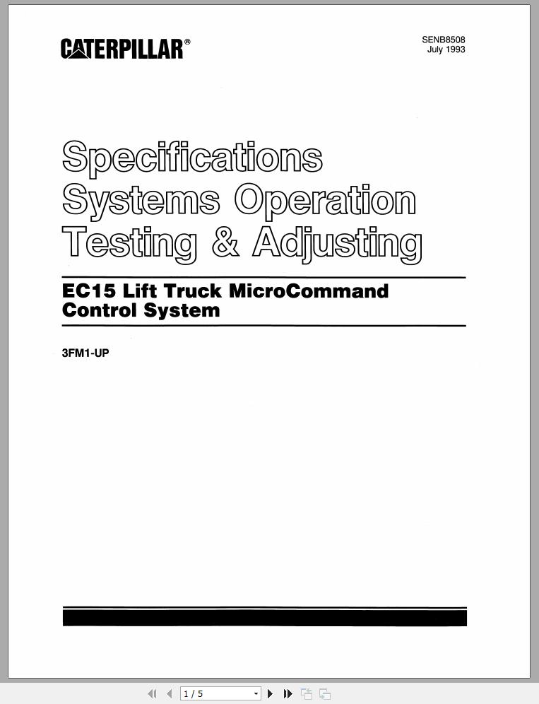 CAT Forklift EC15 Service Manual