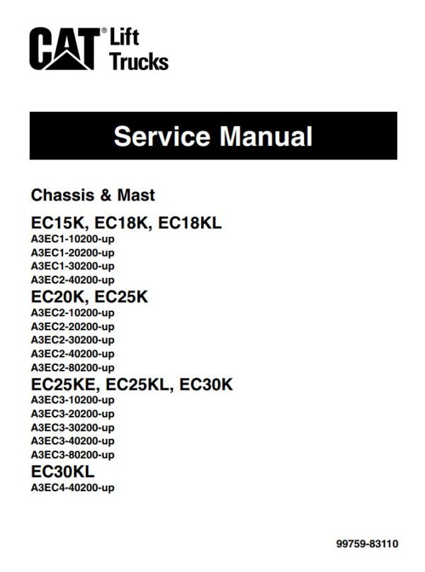 CAT Forklift EC20K Schematic Service Operation Maintenance Manual 1