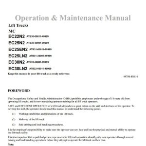 CAT Forklift EC22N2 Schematic Service Operation Maintenance Manual