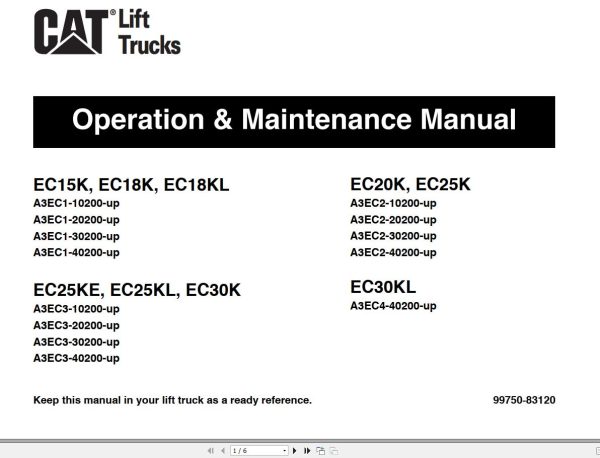 CAT Forklift EC25K Schematic Service Operation Maintenance Manual 1