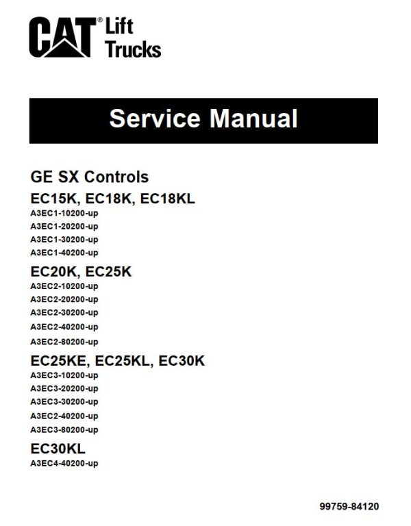 CAT Forklift EC30K Schematic Service Operation Maintenance Manual