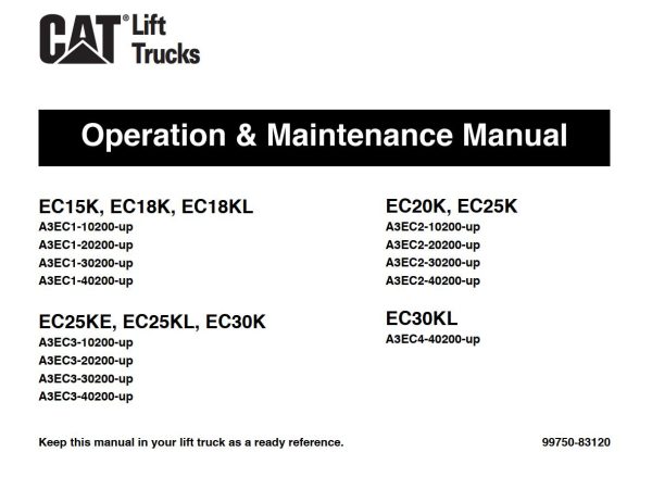 CAT Forklift EC30K Schematic Service Operation Maintenance Manual 1