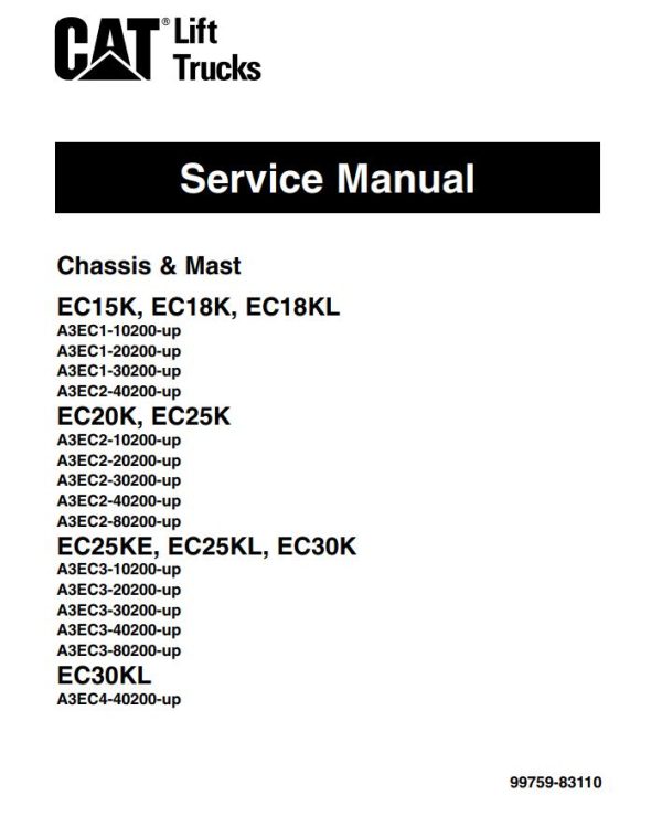 CAT Forklift EC30KL Schematic Service Operation Maintenance Manual