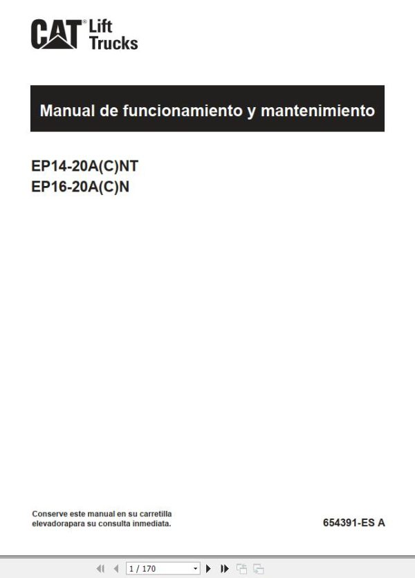 CAT Forklift EP16ACNT Service Operation Maintenance Manual 2