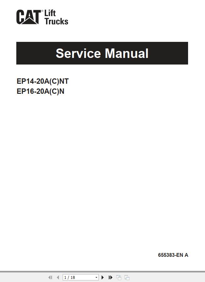CAT Forklift EP16AN Service Operation Maintenance Manual