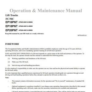 CAT Forklift EP16PNT Schematic Service Operation Maintenance Manual