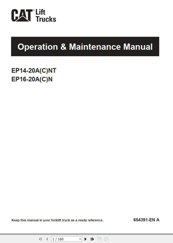 CAT Forklift EP18ACN Service Operation Maintenance Manual